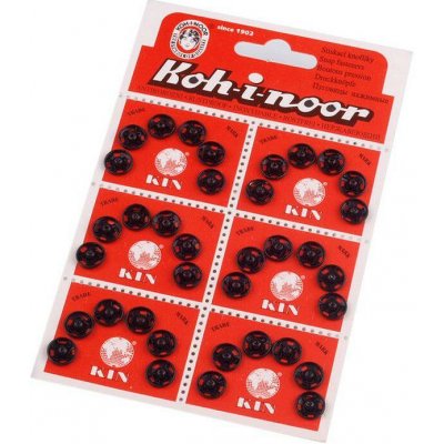 Kovové patentky / stiskací knoflíky vel. 1 a 2 Varianta: 2 (Ø10 mm) černá, Balení: 6 karta – Zboží Dáma