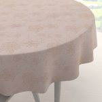 Biante Teflonový kulatý ubrus TF-129 Hnědé květované ornamenty na šedobéžovém Ø 120 cm – Sleviste.cz