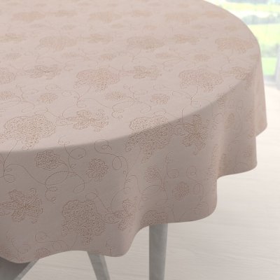 Biante Teflonový kulatý ubrus TF-129 Hnědé květované ornamenty na šedobéžovém Ø 120 cm – Sleviste.cz