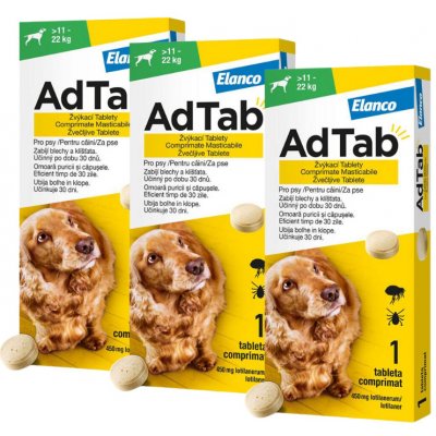 AdTab 450mg žvýkací tablety pro psy >11 22kg 1ks 3 ks – Zboží Dáma