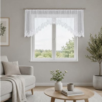 Dekorační oblouková krátká záclona na žabky ZANETA 80 bílá 300x80 cm MyBestHome – Hledejceny.cz
