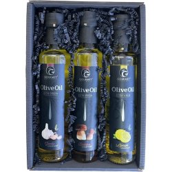 Gourmet Partners Triáda olivových olejů s příchutí bazalka citron chilli 3 x 0,25 l.