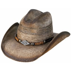 Stars and Stripes Vzdušný slaměný western klobouk s ozdobeným koženým řemínkem