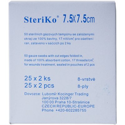 Steriko gáza kompresní sterilní 7,5 x 7,5 /25 x 2 8vr – Zbozi.Blesk.cz