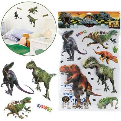 Teddies Samolepky na zeď dinosaurus XXL 3D v sáčku 38x63cm – Zboží Mobilmania