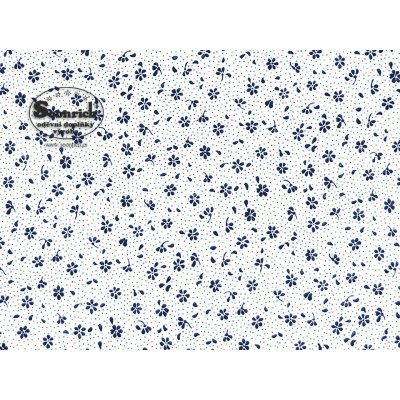Soonrich látka na patchwork modré květiny na bílé ptw144 – Zboží Dáma