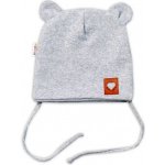 Baby Nellys Bavlněná dvouvrstvá čepice s oušky na zavazování FOX šedý melírek – Hledejceny.cz