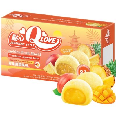 Qlove Japonské Koláčky Mango & Pineapple Premium Filling Mini Mochi 80 g – Sleviste.cz