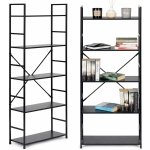 MODERNHOME CWJ6024144LG BLACK Dřevěná knihovna LOFT s 5 policemi – Zboží Mobilmania