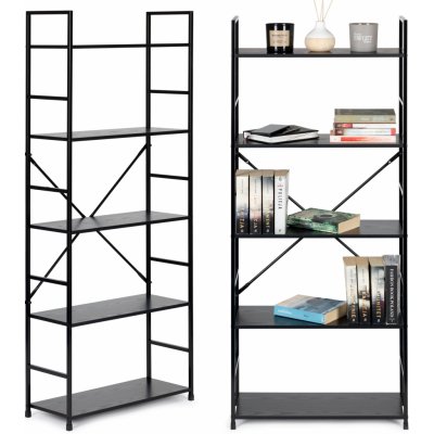MODERNHOME CWJ6024144LG BLACK Dřevěná knihovna LOFT s 5 policemi – Zboží Mobilmania