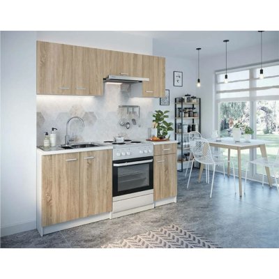 DEFTRANS Kuchyňská sestava Eco blok 180 cm bílá/dub sonoma – Zboží Dáma