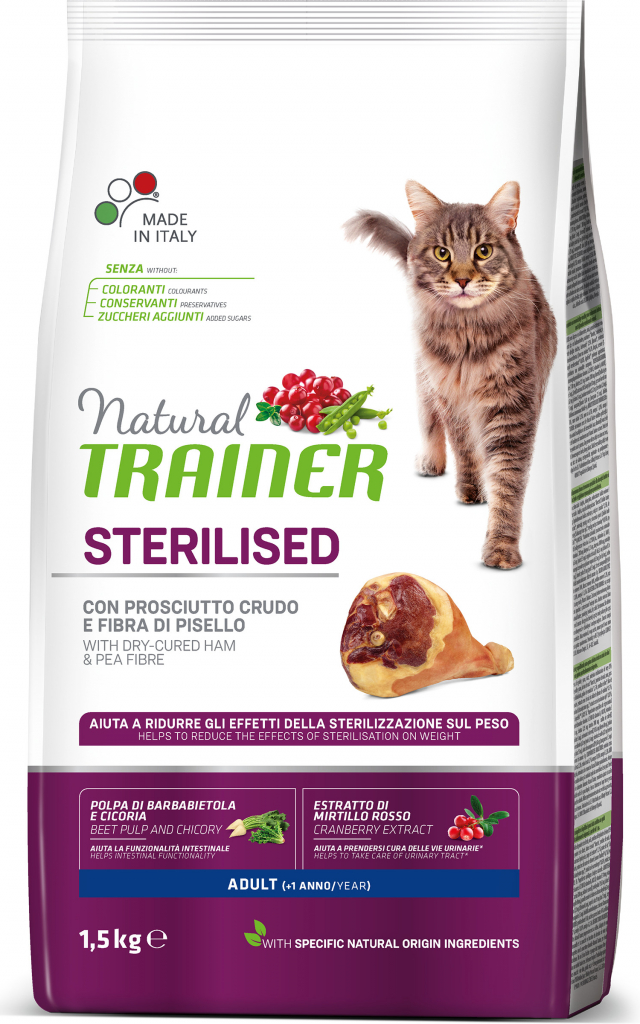 Trainer Natural Cat Sterilised sušená šunka 1,5 kg