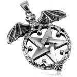 Šperky eshop Patinovaný přívěsek ocel 316L netopýr a pentagram v ozdobném kruhu SP82.15 – Zboží Mobilmania