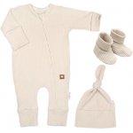 Baby Nellys Rostoucí žebrovaný overálek čepička a botičky 3D Nature sv. béžová – Zboží Mobilmania