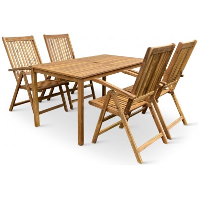 Nábytek Texim LUC stůl + Viet polohovací židle akáciový set 1+4 – Zboží Dáma