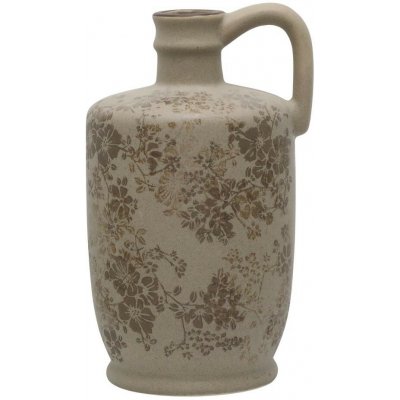 Béžová antik keramická váza s ouškem a květy Melun - Ø 13*25 cm - Chic Antique – Hledejceny.cz