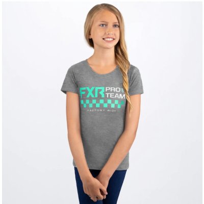 FXR Youth Team Girls t-shirt Grey Heather Mint V