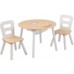 KidKraft Dřevěný set stůl s 2 židle přírodní a bílá – Zbozi.Blesk.cz