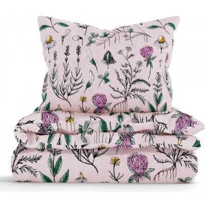 MKLuzkoviny.cz bavlna povlečení Renforcé Herbář pudrové 140x200 70x90 – Zboží Mobilmania