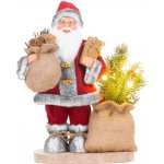 MagicHome Vánoční dekorace Santa s pytlem a stromečkem LED 3xAAA 30 cm – Hledejceny.cz
