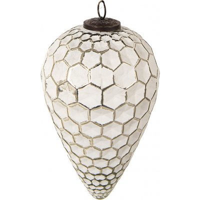 Bílá antik skleněná šiška Hexagon white XL 14x25 cm – Hledejceny.cz