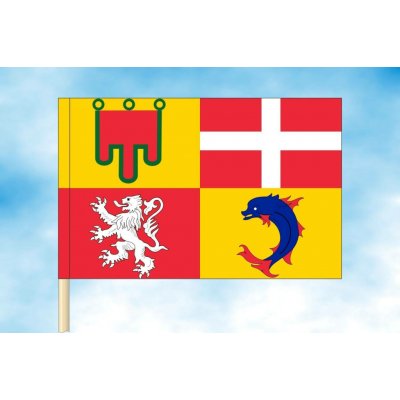 LIBEA, s.r.o. Auvergne-Rhône-Alpes vlajka Rozměr: 20×30 cm, Uchycení: Návlek na žerď – Hledejceny.cz