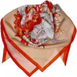 Klasický hedvábný šátek Labuť světle růžová/meruňková – Zboží Mobilmania