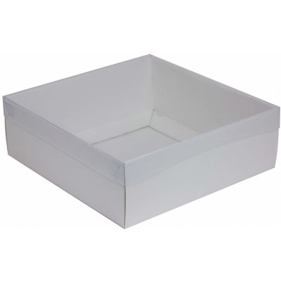 Dárková krabice s průhledným víkem 300x300x100/35 mm, bílá – Zboží Mobilmania