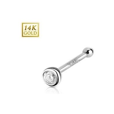 Šperky4U zlatý piercing do nosu zirkon ZL01175-WG – Zboží Mobilmania