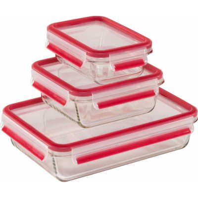 Emsa ClipClose Skleněné krabičky na potraviny červená 0,45 l 800 ml 2 l – Hledejceny.cz