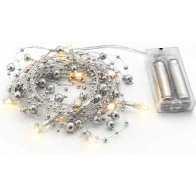 DecoLED DecoLED LED světelný řetěz na baterie stříbrné perly teple bílá 10 diod 1,3m – Hledejceny.cz