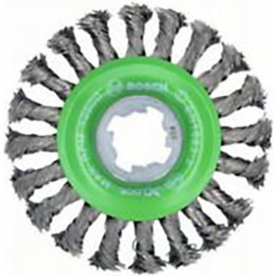 Okružní ocelový kartáč copánkový na nerez pro úhlové brusky se systémem X-LOCK Bosch Heavy for Inox - 115mm, 0.5mm (2608620733) – Zboží Dáma