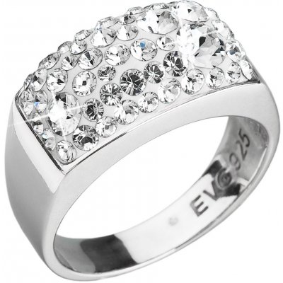 Evolution Group Stříbrný prsten s krystaly Swarovski bílý 35014.1 krystal