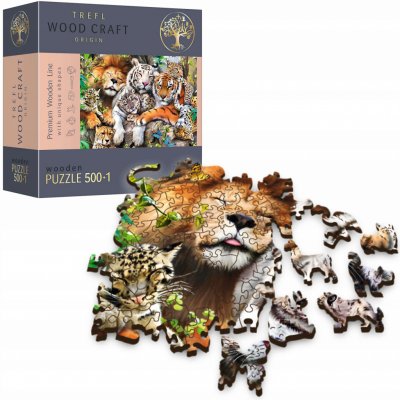 TREFL Wood Craft Origin Divoké kočky v džungli 501 dílků