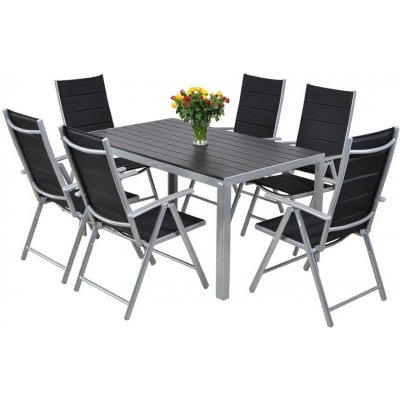 Home&Garden Zahradní sestava Ibiza Pollywood Silver / Black 6+1 – Hledejceny.cz