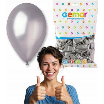 gemar Balónek latexový metalický 26 cm stříbrný – Zboží Dáma