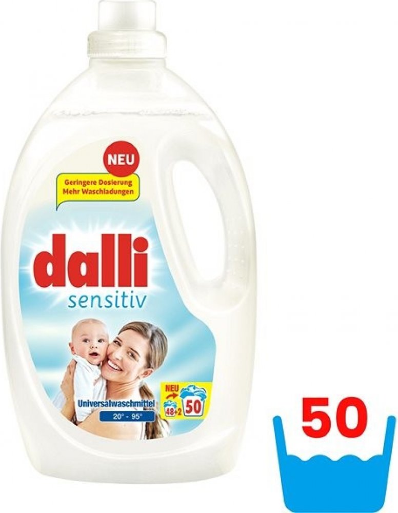 Dalli Sensitiv gel na praní pro citlivou pokožku 50 PD 2,75 l – Zboží ...