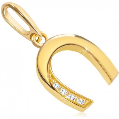 Šperky Eshop Zlatý přívěsek podkůvka pro štěstí s čirou zirkonovou linií S2GG121.11