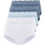 esmara Dámské kalhotky s vysokým pasem s BIO bavlnou, 5 kusů modrá bílá – Zboží Dáma