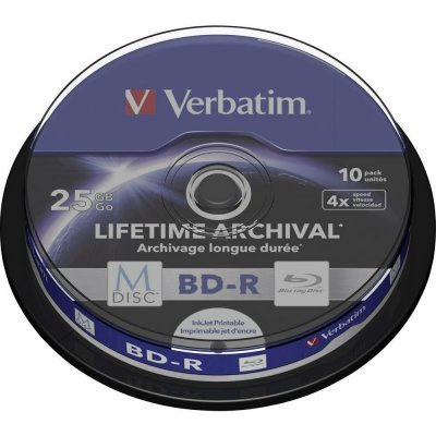 Verbatim BD-R 25GB 4x, M-Disc, printable, 10ks (43825) – Zboží Živě