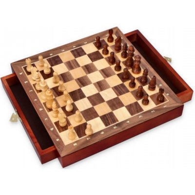 Šachy Dřevěné 26x26 cm, Magnetické se zásuvkami Goki – Zboží Mobilmania