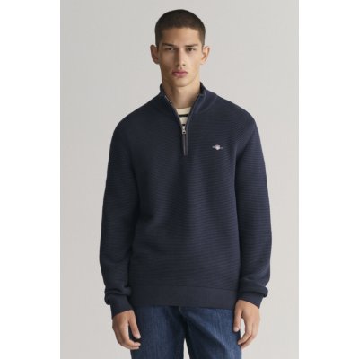 Gant Textured Cotton H-zip modrá – Zboží Mobilmania