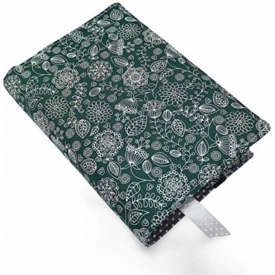 Nastavitelný obal na knihu v různých velikostech Folk Flowers zelená na míru – Zboží Dáma