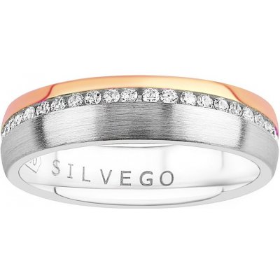 SILVEGO Snubní stříbrný prsten Rose pozlacený růžovým zlatem s Brilliance Zirconia SHG1089RWRGP – Zboží Mobilmania