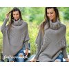 Dámský svetr a pulovr Fashionweek Luxusní pončo svetr s teplým rolákem NOEMI Mocca