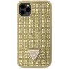 Pouzdro a kryt na mobilní telefon Pouzdro Guess Rhinestones Triangle Metal Logo Apple iPhone 11 PRO zlaté