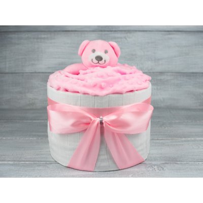 Pastell decor Plenkový dort jednopatrový pro holčičku s plenou originální dárek Velikost plenek: Vel.2 Miminko váží 3 až 6 kg, Velikost oblečení: 50 Miminku jsou 0 až 2 měsíce – Hledejceny.cz