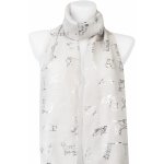 Biju dámský lehký obdélníkový šál 345-8 se stříbrným potiskem koček bílé barvy 7200648-7 – Zboží Dáma