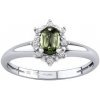 Prsteny Silvego Stříbrný prsten Lina s pravým Vltavínem a Brilliance Zirconia JSW3001SVL