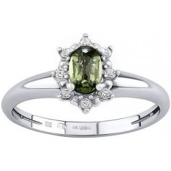 Silvego Stříbrný prsten Lina s pravým Vltavínem a Brilliance Zirconia JSW3001SVL